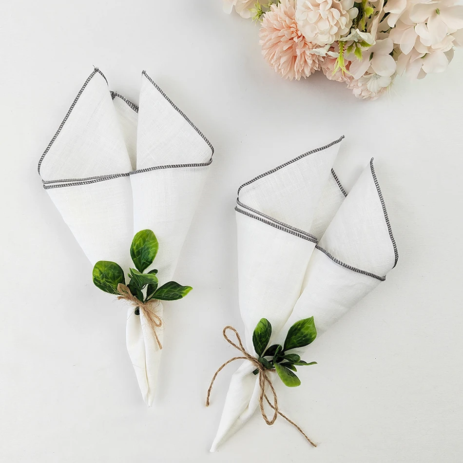 Set Of 4 Pure Linen Napkins Cloths Reusable 40x40cm Soft Comfortable