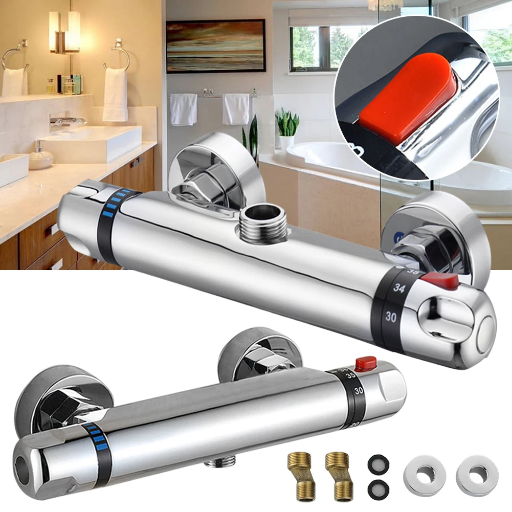 Bathroom thermostatic shower mixing valve wall-mounted 38℃ thermostatic shower anti-scalding faucet valve 3