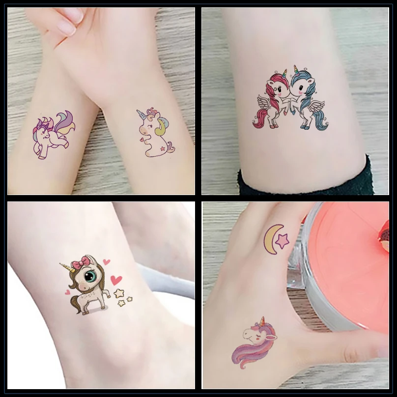 Tattoo sticker Temporary Tattoos Child Children Stickers Children's Baby Tattoo Waterproof Kids Tatoos Sticker Unicorn the Face Transfer Girls temporary tattoos