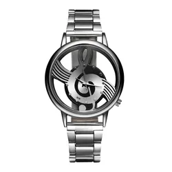 Luxury Fashion Stainless Steel Wristwatch with Music Note Design - Unisex Silver Edition (Steel style)