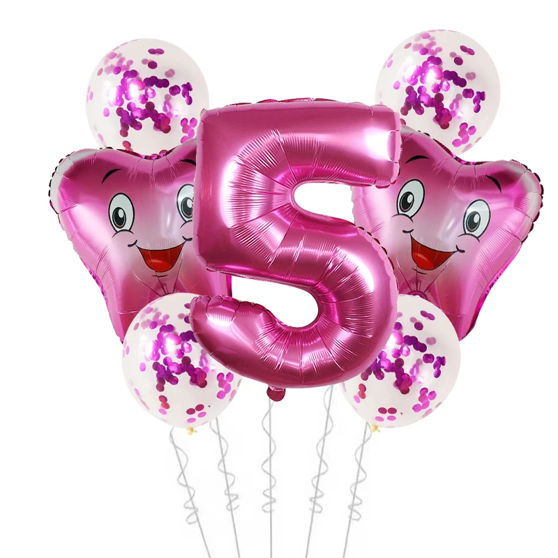 7 stücke Große Zahn Folie Luft Ballons Kinder Schöne Aufblasbare Rosa Blau Globos Alles Gute Zum Geburtstag Party Dekorationen Baby Dusche Junge mädchen – Detail 5