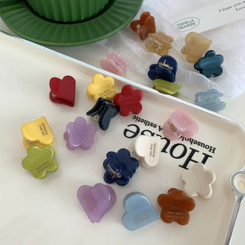 Sweet Acetic Acid Hairpin Flower Hair Clip Small Grab Clip Headwear Heart Hair Clip Geometry Love Acetate Mini Hair Claw Travel