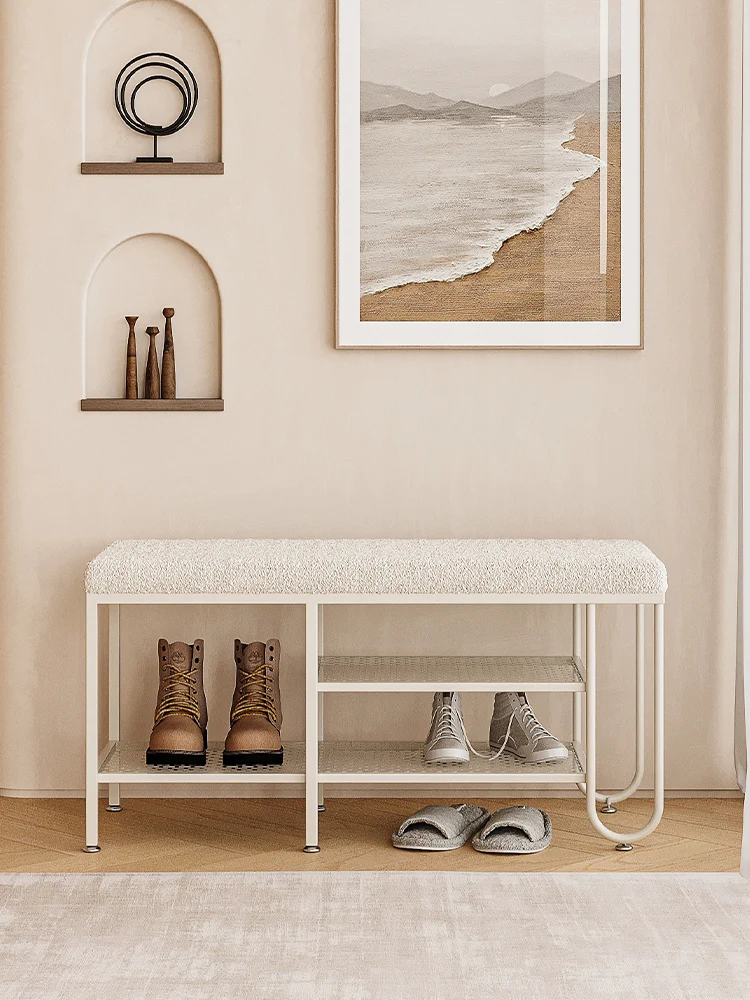 

XL Shoe Changing Stool Home Doorway Shoe Cabinet Stool Integrated Soft Bag Bench