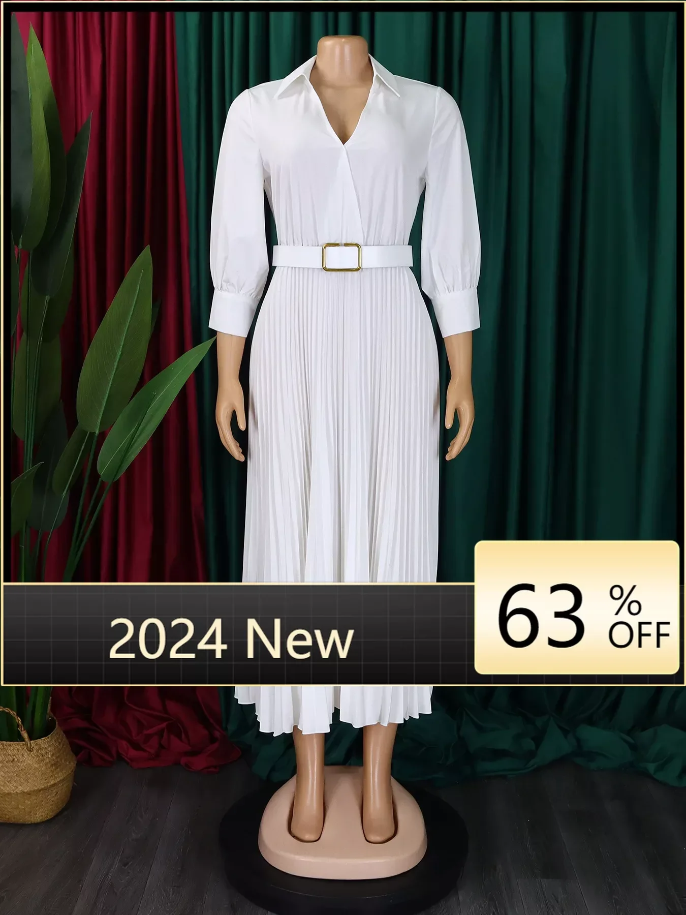 Женское платье-макси с поясом и