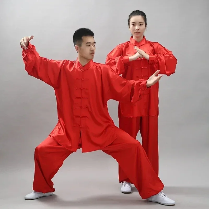 

Kung fu Suit Shiny Satin Tai chi Uniform Wushu Kung fu Martial arts Suit Wing Chun Jacket and Pants Traditional Chinese Clothing