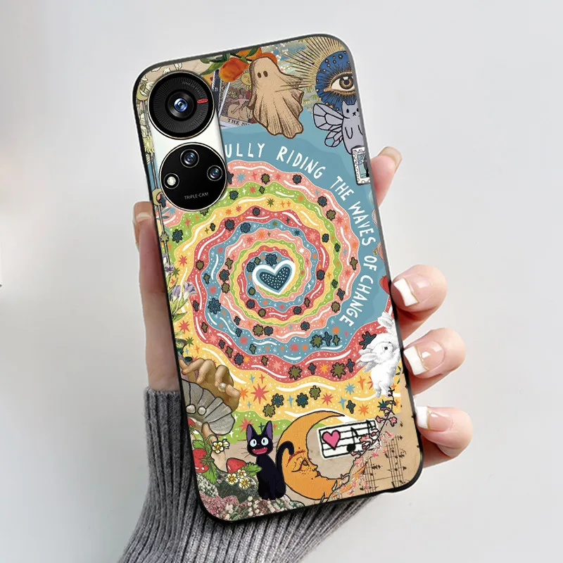 Cute Cartoon Soft Silicone Protective Phone Case - Black