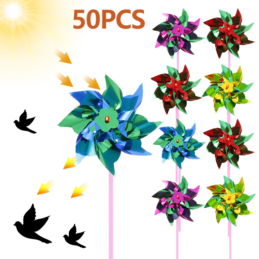 Windmill Toys 50Pcs Plastic Pinwheel Mixed Color Party DIY Lawn Decorative Wind Spinners for Garden Yard Decor Kids Toy