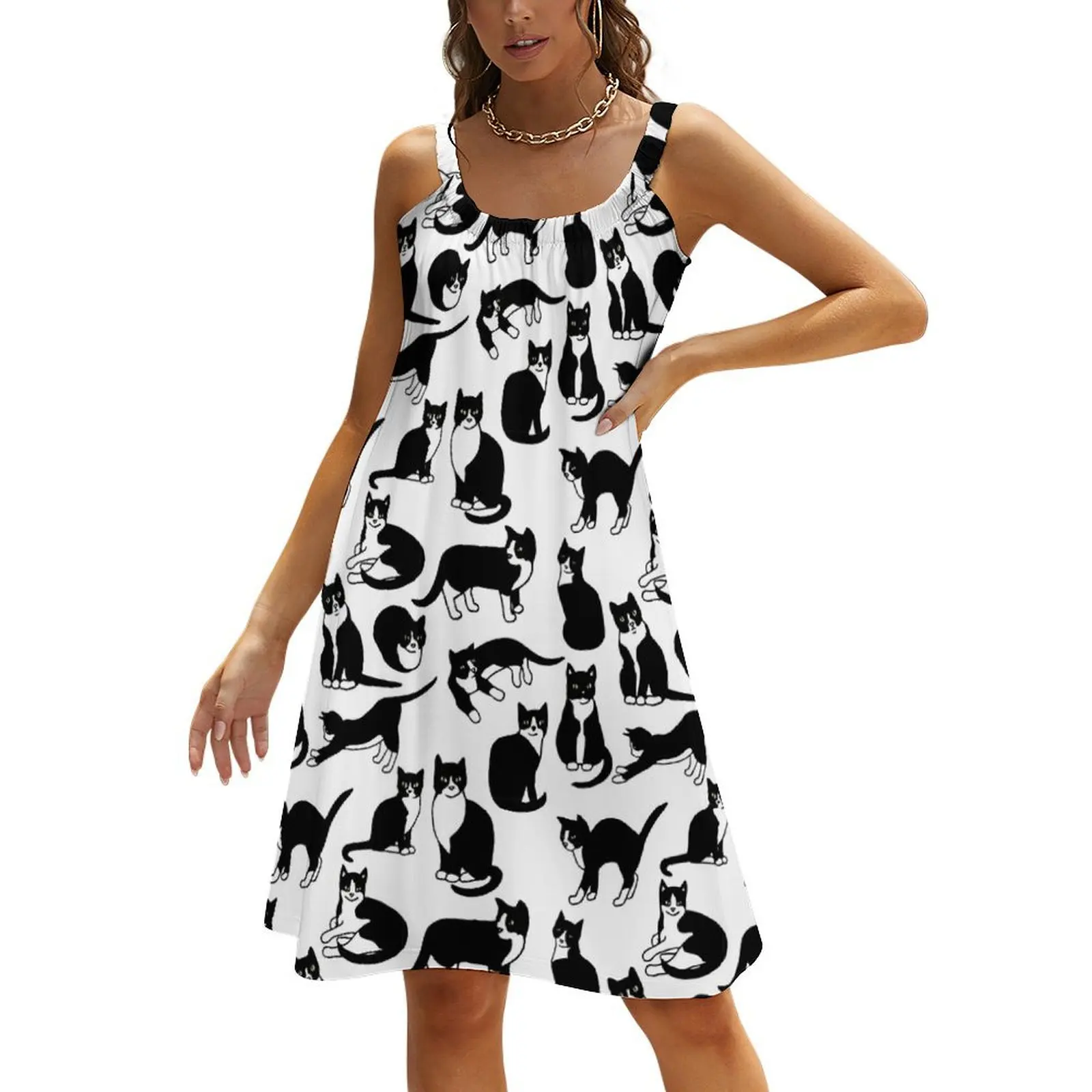 

Tuxedo Cats pattern Beach Sling Skirt Elegant gown luxury dresses