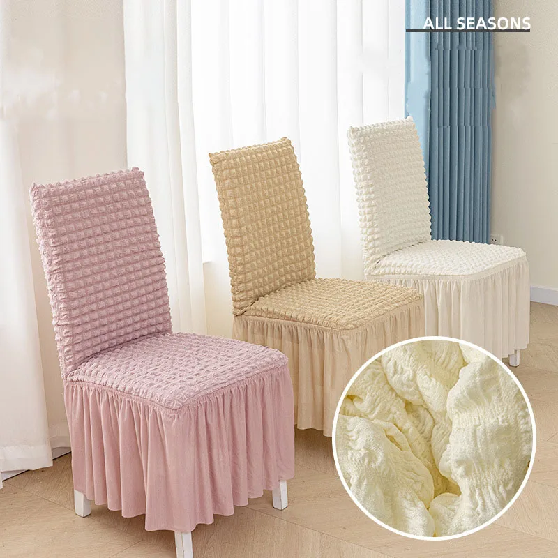 

2024 Big Elastic Chair Covers With Skirt Bubble Home Testiles Slipcovers Dining Plaid Cover Stretch For Party Banquet Decoretion