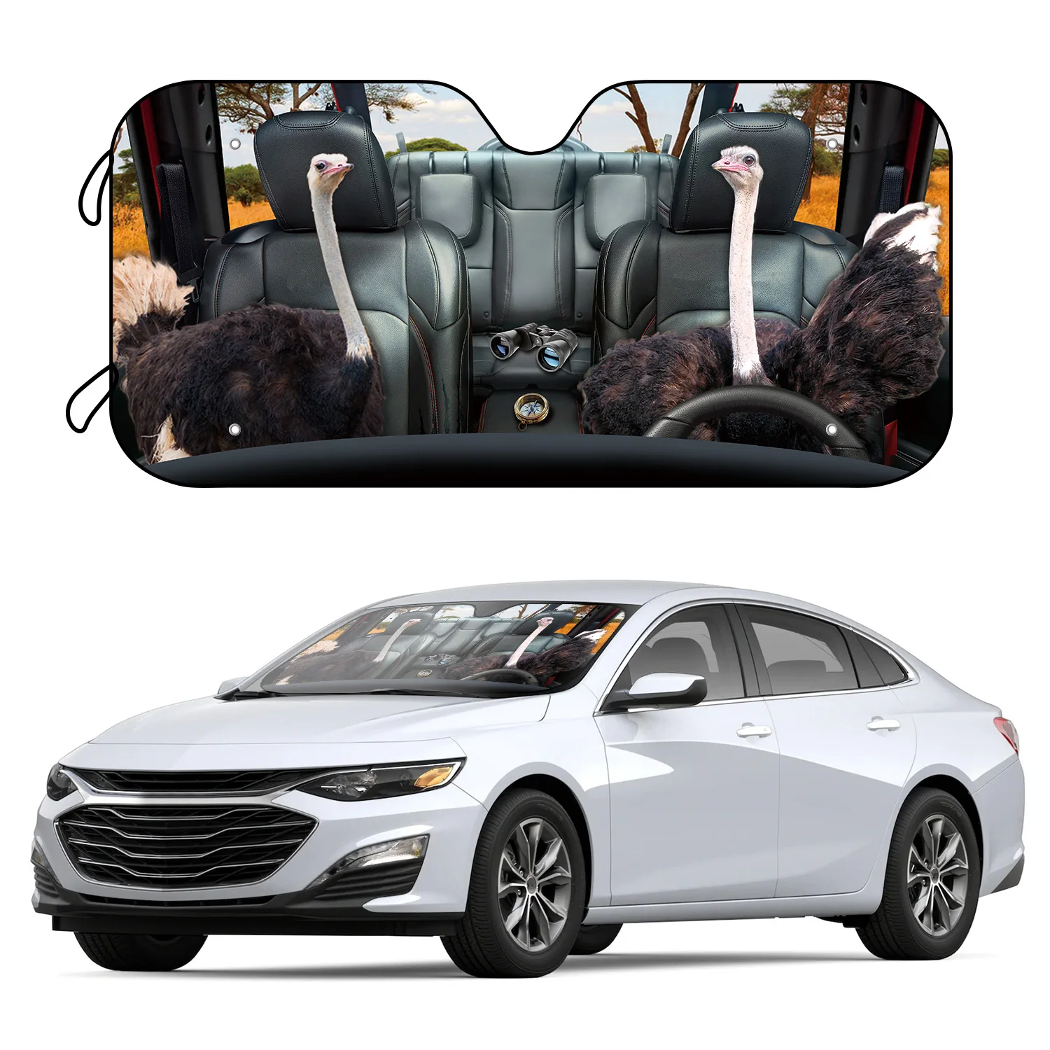 

1pc Ostrich Foldable Front Car Sunshade Sunshade Vehicle Accessory With 4 Free Suction Cup Windshield Sunshades To Keep Your Veh
