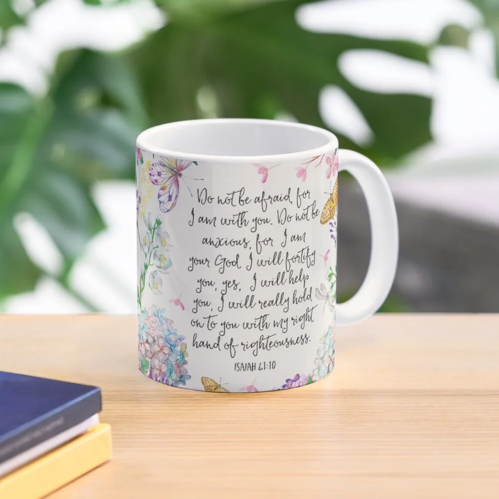 

Isaiah 41:10 (Flowers and Butterflies) Coffee Mug Espresso Cup