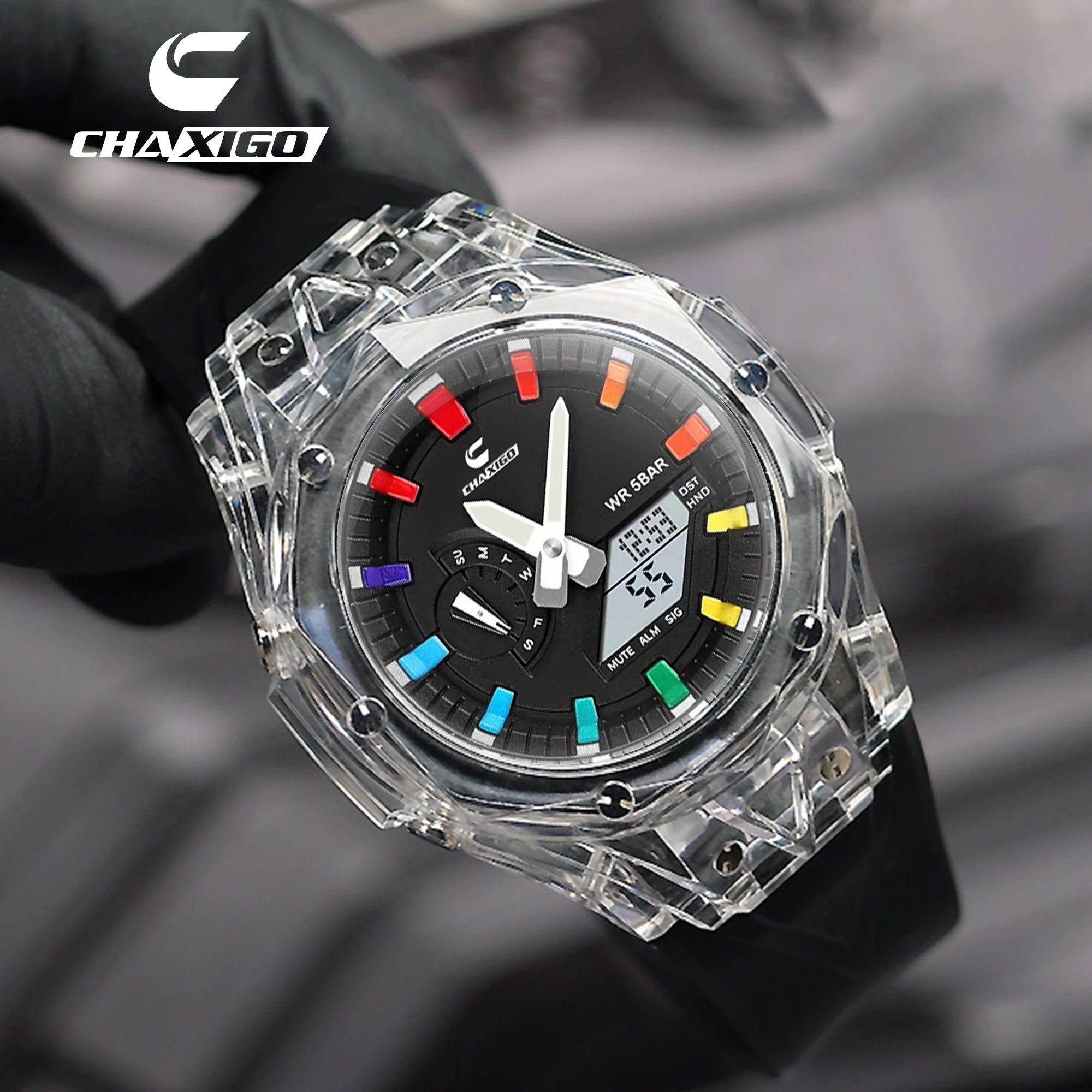 Chaxigo Multifunctional Electronic Tpu Strap Watch, Transparent Pc Design, Environmentally Friendly Luminous, Waterproof Quartz Chaxigo Multifunctional Electronic Tpu Strap Watch, Transparent Pc Design, Environmentally Friendly Luminous, Waterproof Quartz, Alina Gadgets