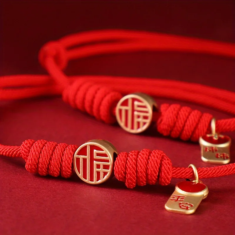 Chinese Style Pet Collar Adjustable Braided Red Rope, Suitable for Cats and Dogs Pet Collar, Neck Accessories for Cats and Dogs