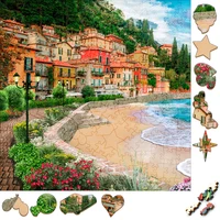 Amazing Wooden Puzzles Italian Bay Landscape Wood Jigsaw Puzzle Craft Irregular Family Interactive Puzzle Gift for Friend Gather 1