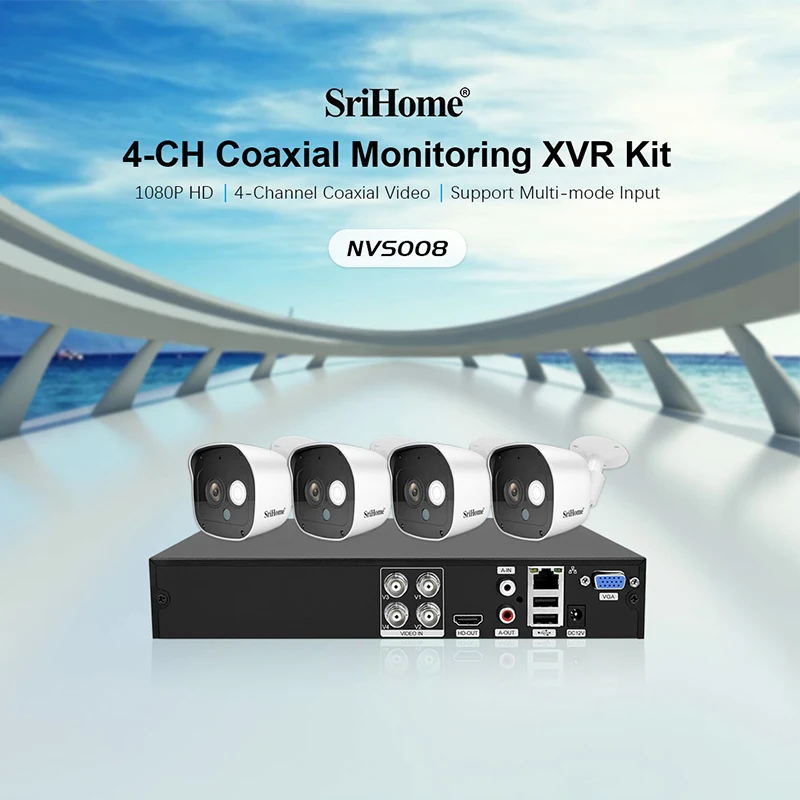 Srihome-NVS008 4CH HD 1080P TVI/AHD/DVR/NVR/CVI   XVR ŰƮ, ִ 8 ׶Ʈ HDD HDMI VGA  H.265 Ʈũ  ڴ