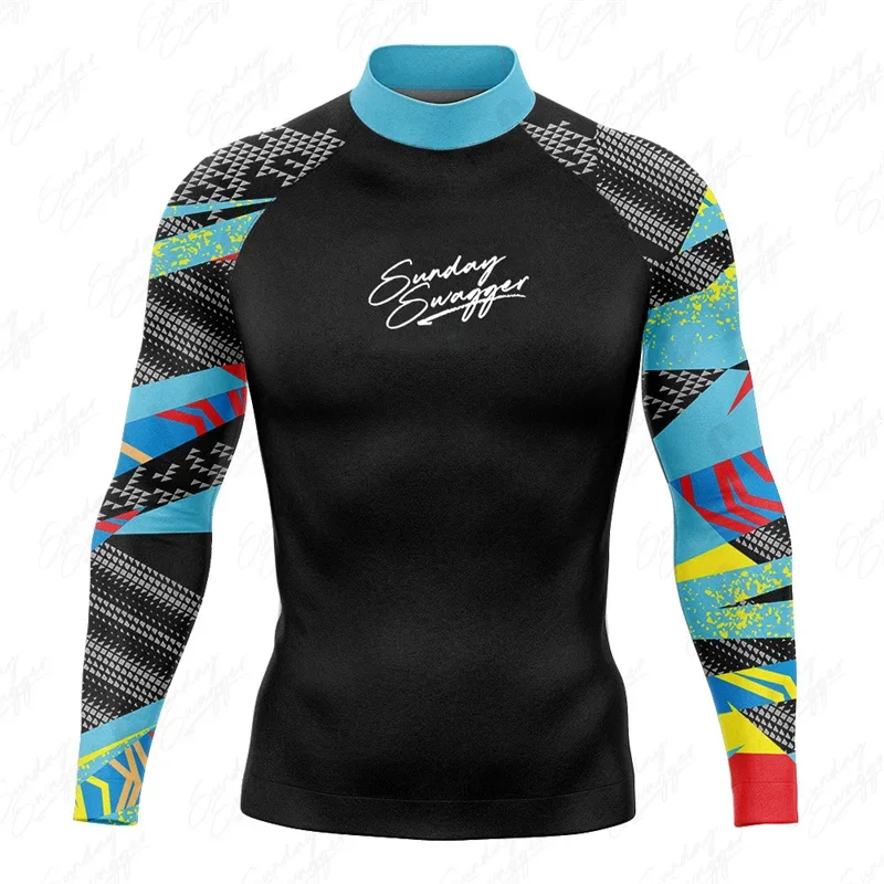 

2023 Sunday Swagger Summer Men’s Long Sleeve UV Surfing Suits Protection-RashGuard Diving Surf T-Shirt Swimming