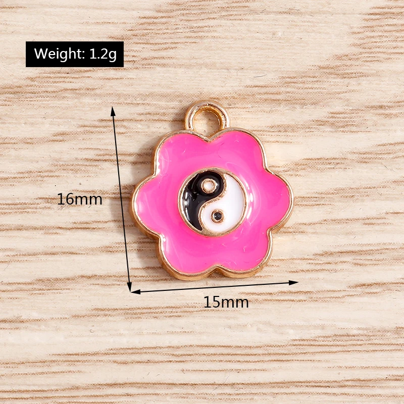 10 stücke Emaille Blume Charme Schmuck, Der Sonnenblume Rose Anhänger Charms für Halsketten Ohrringe DIY Schlüsselanhänger Handwerk Zubehör – Detail 40