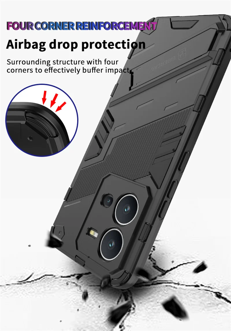 Shockproof Kickstand Armor Phone Case with Car Magnetic Holder