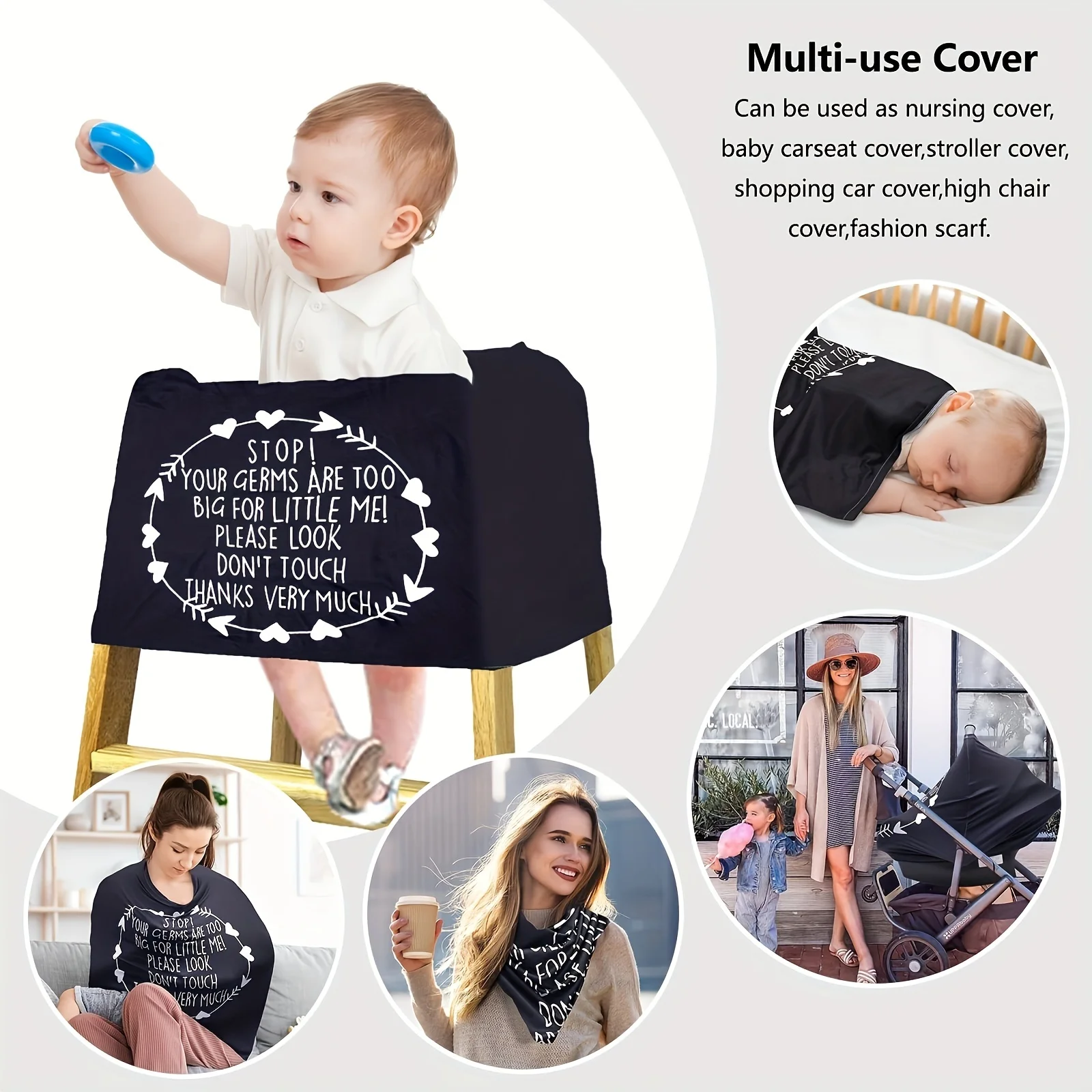 Stretchy Nursing Cover for Breastfeeding Moms-Soft and Breathable Infant Carseat Canopy, Shopping Cart and High Chair Cover