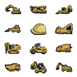 Wholesale 1pcs PVC Shoe Accessories for Crocs Charms Yellow Car Women Sandals Buckle Kids Pins Decoration Jeans Boy X-mas Gift