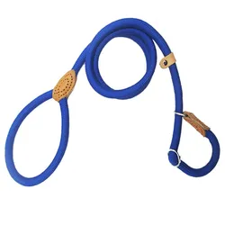 Heavy Duty Adjustable Braided Rope Dog Leash with Loop Collar for Training Medium to Large Dogs (Blue)
