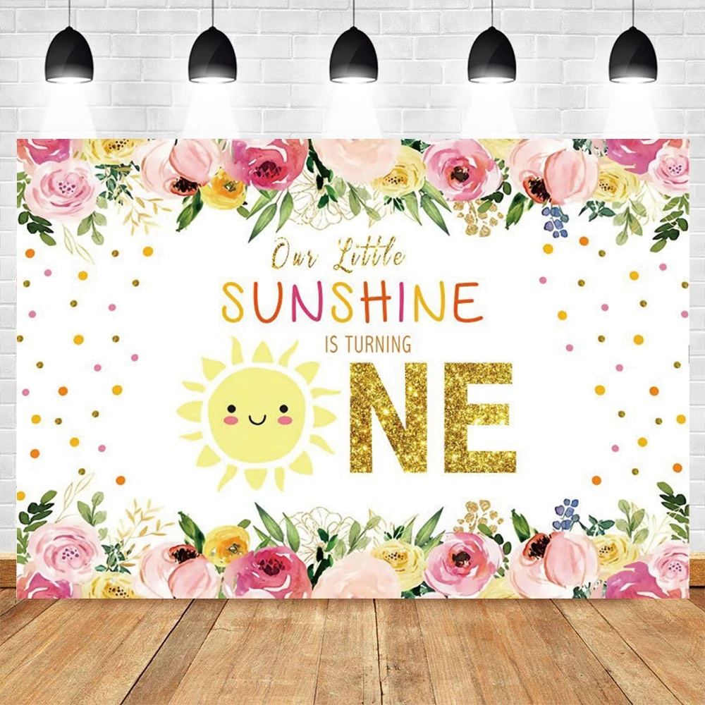 

Newborn 1st Baby Shower Birthday Party Photography Background Flower Sun Sunshine Decor Photocall Backdrop Photo Studio Banner