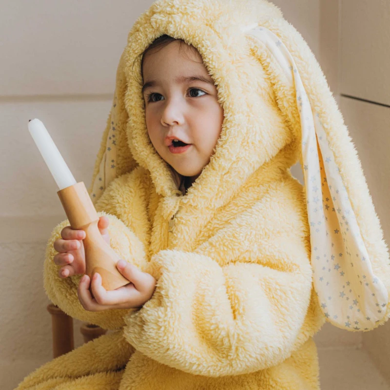 Korean Version of Children Jumpsuit Plush Rabbit Shape Thickened Cartoon Costume Pajamas for Girls Children Pajama Pijama Ni&ntilde;o