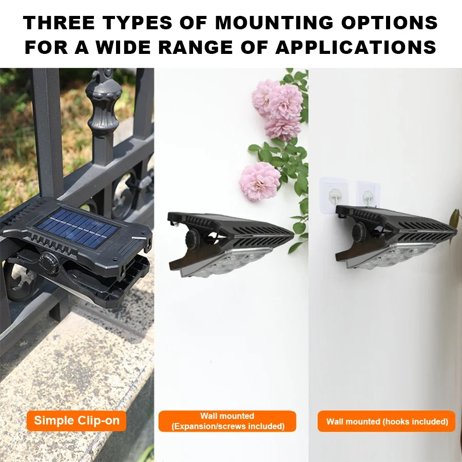 Lampes à Pince Solaires LED Extérieures - Mini Spots Étanches Avec Détection Automatique