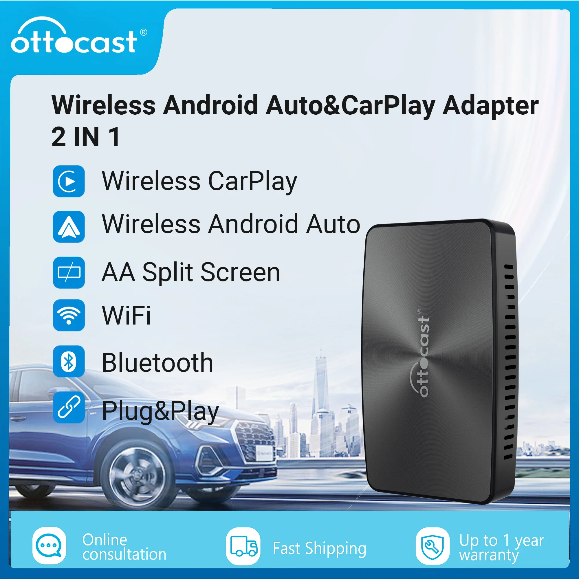 Ottocast U2 X Pro Wireless Android Auto Carplay Adapter