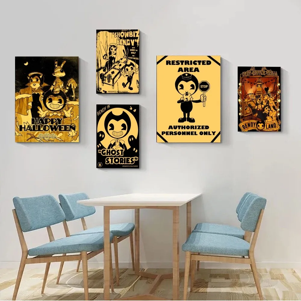 Game B-Bendy E I-Ink M-Machine Poster, Kraft Club Bar Paper, Vintage Wall Art Painting, Adesivi Per Lo Studio Della Camera Da Letto