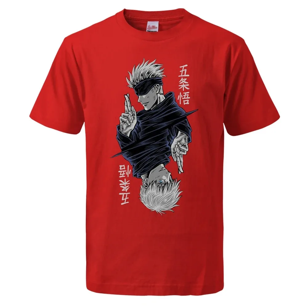 Jujutsu Kaisen Gojo Satoru Yuji Anime Summer Men's Cotton T-Shirt Simple T-Shirt Boys Crew Neck Short Sleeve