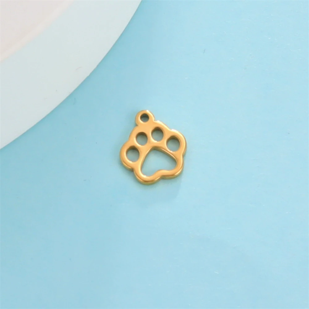 5 stücke Edelstahl DIY Armbänder Ohrringe Charms für Schmuck machen niedlichen Tier Pawprint Anhänger Bulk-Zubehör Großhandel – Detail 6