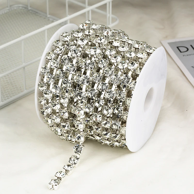 Rhinestone Chain Rhinestone Trimmings Sewing Rhinestones Clear Glass Rhinestones for Clothing Accessories