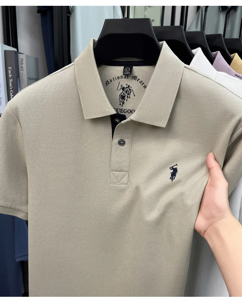 100% Baumwolle Kurzarm Herren-Poloshirt Luxus-Modemarke Hochwertige Pony-Stickerei Sommer-Komfort Neue Mode Paul T-Shirt – Detail 39
