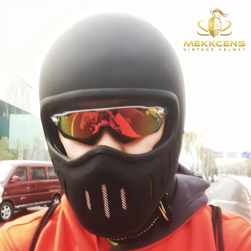 

Mekkcens Vintage Cafe Racer Full Face Motorcycle Helmet Retro Casco De Moto Capacete Jet Helm Motorbike Small Helmet Body