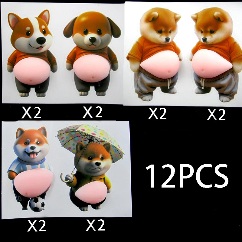 3D Shiba Inu Stickers Cute Orange Apparel 3D Cute Chubby Design Silicone Self-Adhesive