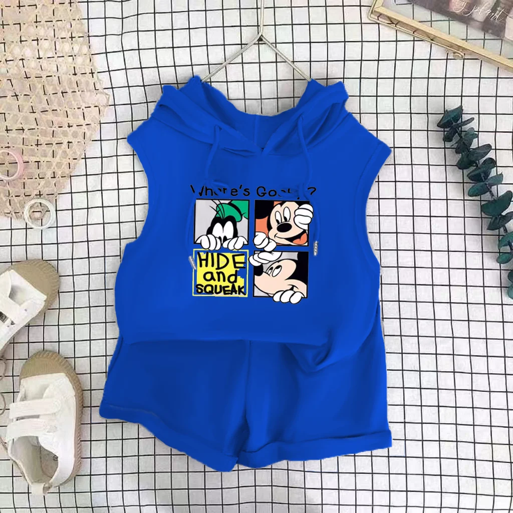 kids clothing set Cartoon Mickey T-shirt Vest+Shorts 2Pcs Suit Children's Sets Children's Top and Bottom Clothes Set Clothing Kids Outfits Disney