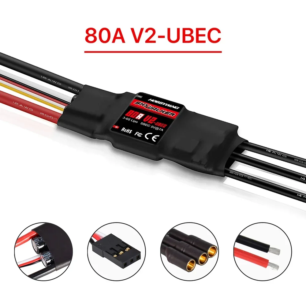 Hobbywing Skywalker 15A 20A 30A 40A 50A V2 ESC Speed Controller With UBEC For RC Airplanes Helicopter