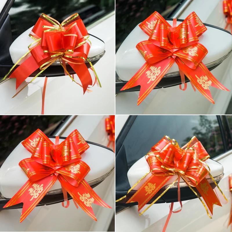 

Wedding car decoration ribbon pull flower Vice team arrangement ribbon festive bow creative color bar