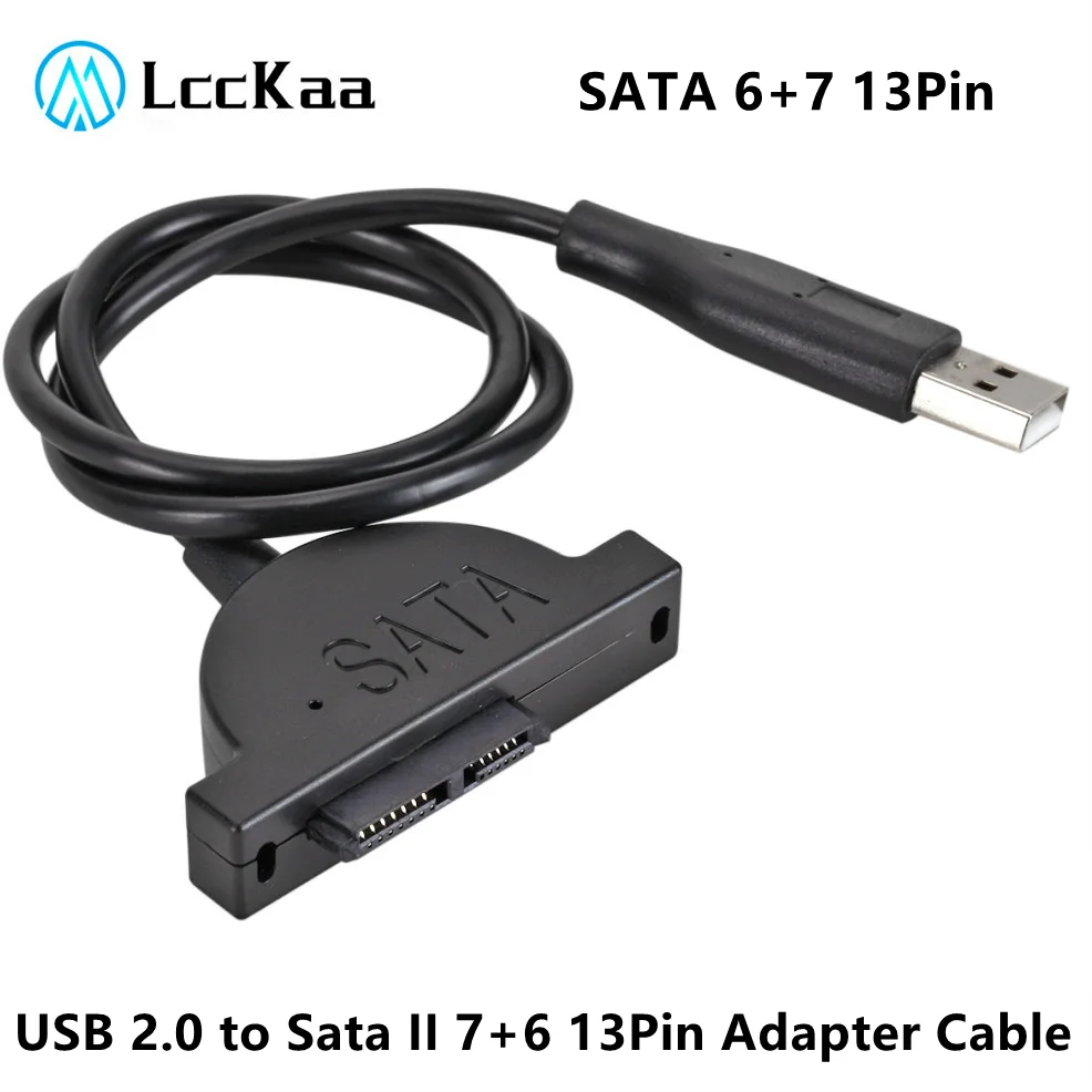 

USB 2.0 to Mini Sata II 7+6 13Pin Adapter SATA to USB Optical Drive Cable for Laptop CD/DVD ROM Slimline Drive Converter Cable