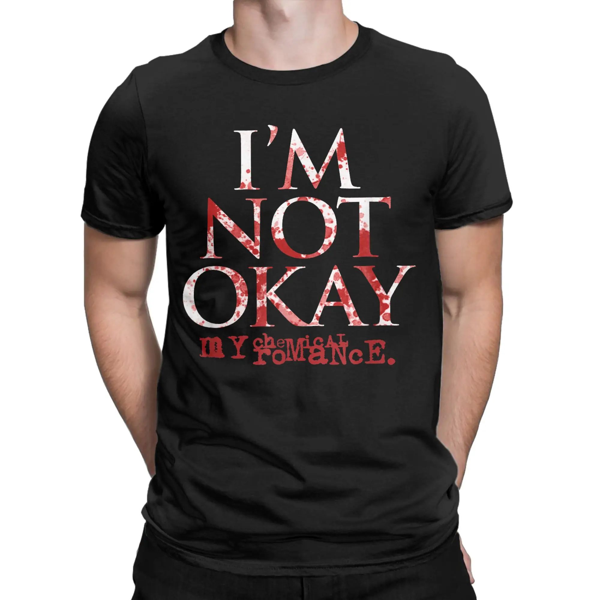I'm Not Okay Graphic Vintage Men's T-Shirt - Short Sleeve Round Neck 100% Cotton Summer Tee