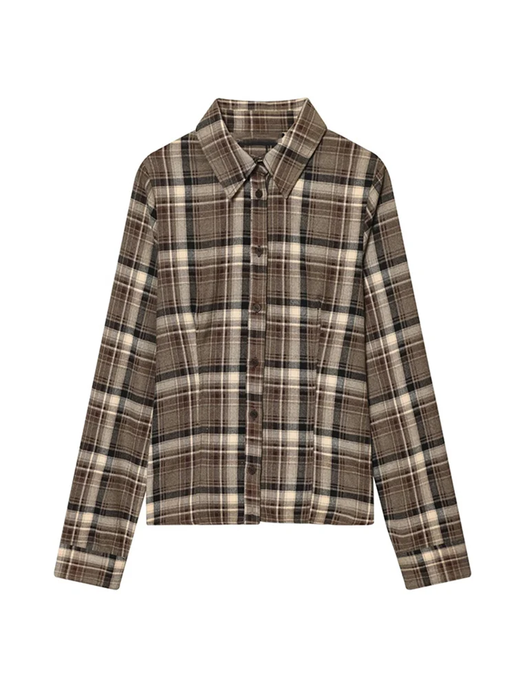 New Spring Women Shirt Long Sleeve Classic Plaid Printed Blouse Slimming Ladies Office Single Breasted Lapel Ladies Plaid Shirts