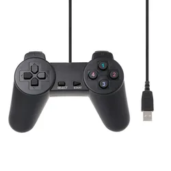 USB Wired Game Controller - 1.5m, Compatible with PCs and More (Black)
