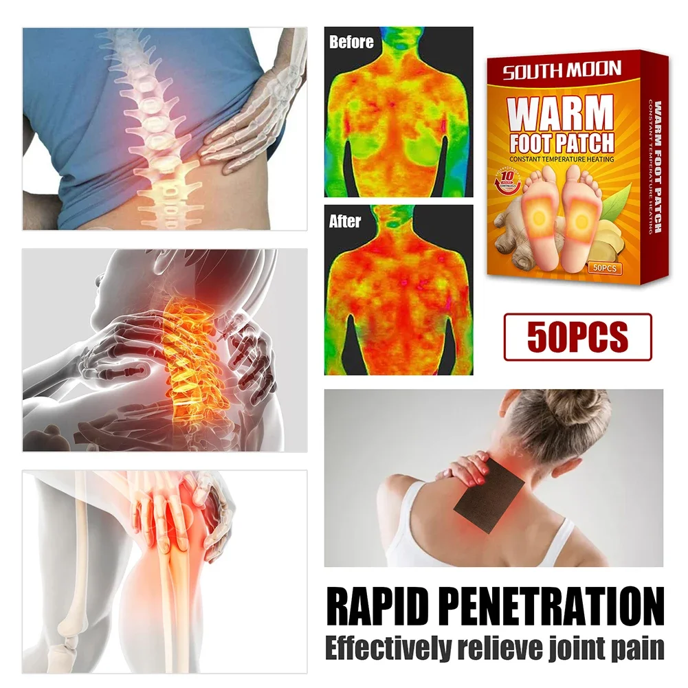 50Pcs Body Foot Warmer Sticker Air Activated Odorless Hot Insole Warmers Multifunctional Foot Warmer for Outdoor Fishing Hunting