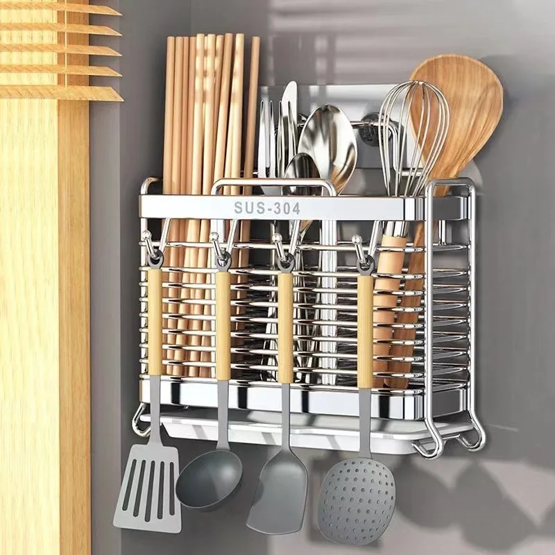Kitchen Utensil Organizer Kitchen Organizer 304 Chopstick Cage Knife Spoon Cylinder Shelf Accessories kitchen storage rack kitchen cutlery organizer