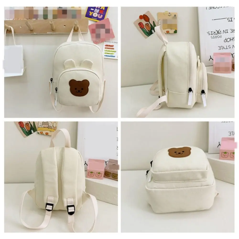Shoulder Bag Korean Kindergarten Schoolbag Canvas Cartoon Bear Children's Handbags Adjustable Kids Backpack for Teenager