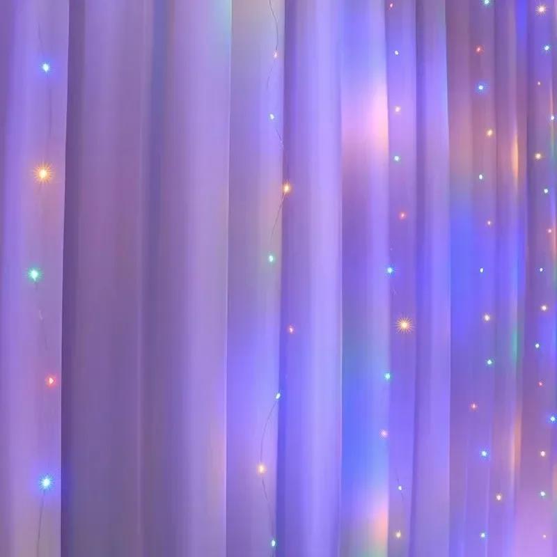 Guirnalda de luces LED con caja de batería, cortina de luces con control remoto, cadena de luces de hadas, decoración navideña para el hogar, vacaciones, lámpara de Año Nuevo
