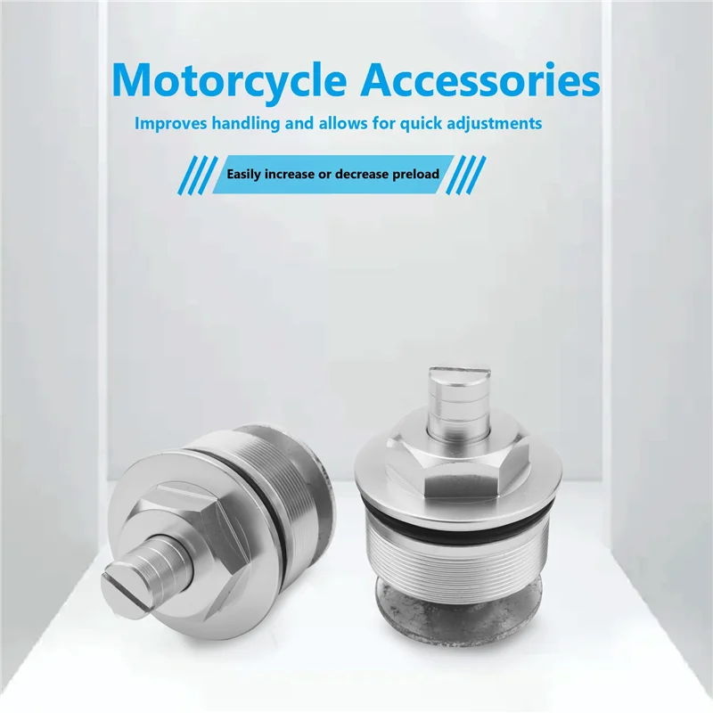 

41MM Motorcycle Front Shock Absorber Screw Fork Cover Cap Preload Adjusters Bolts for Honda CB400(Silver)