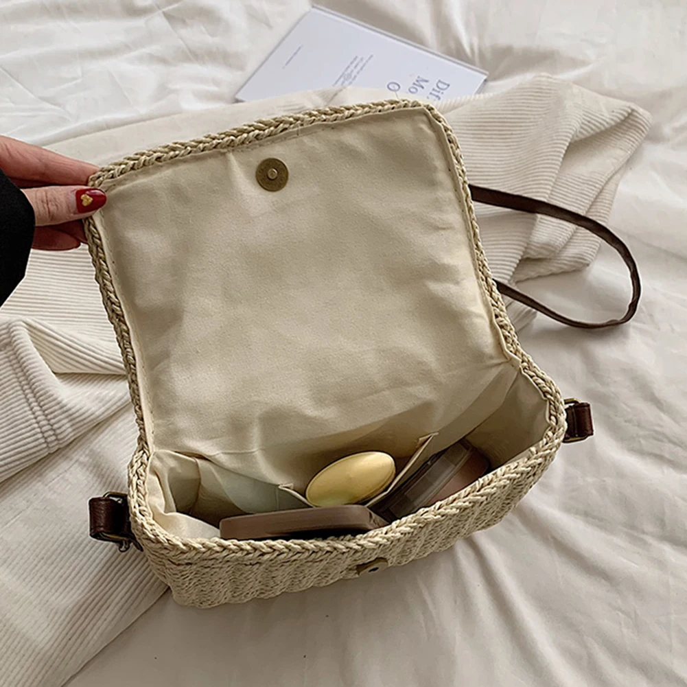 Straw Clutch Bags for Women Shoulder Bag Raffia Crochet Crossbody Bags Rattan Summer Beach Straw Bag 2024 Hand Woven Women's Bag