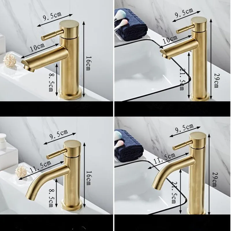 Brushed Gold Bathroom Faucet Modern Lavatory Vanity Sink Faucet Deck Mounted Mixer Toilet Basin Faucets Hot Cold Water Mixer basin faucet bathroom faucet